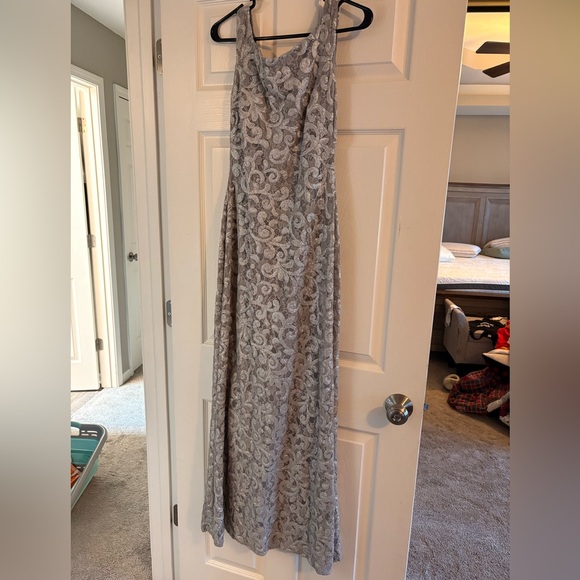 Ralph Lauren Silver Lace Maxi Dress - Picture 1 of 3